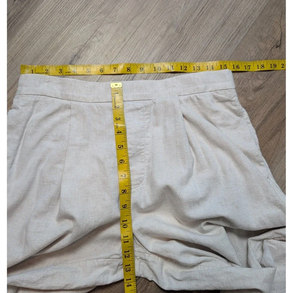 Banana Republic Size M Linen Blend Wide Leg Pants Cropped Flax Pleat Pockets
